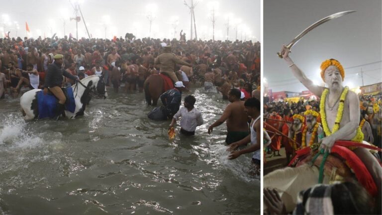 1st Amrit Snan at Maha Kumbh: प्रयागराज महाकुंभ में मकर संक्रांति पर्व पर पहला अमृत स्नान जारी, फोटो-वीडियो में देखिए आस्था का सैलाब