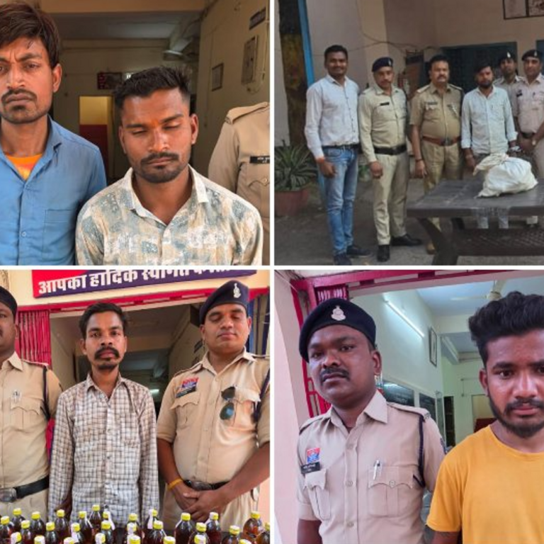 होली से पहले अवैध शराब कारोबार पर कार्रवाई:धमतरी में 4 स्थानों पर पुलिस की छापेमारी, 1 लाख की शराब जब्त, 5 तस्करों को दबोचा