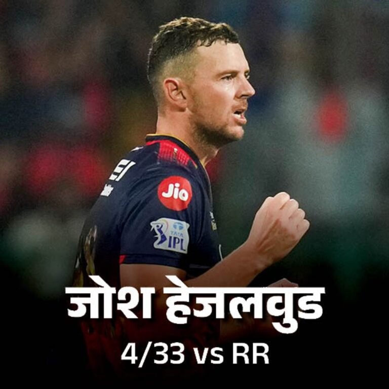 हेजलवुड ने RCB को होमग्राउंड पर पहला मैच जिताया:राजस्थान लगातार 5वां मैच हारा; कोहली-पडिक्कल की फिफ्टी
