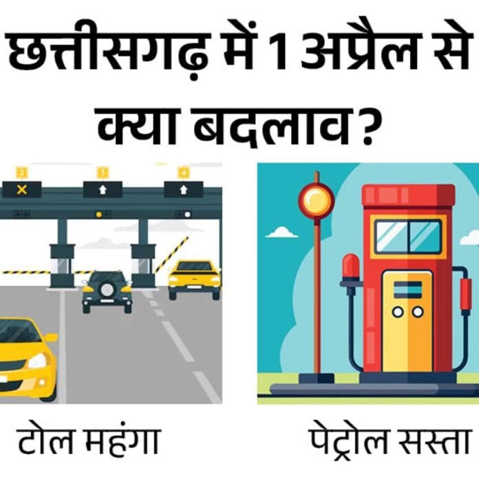 छत्तीसगढ़ में पेट्रोल सस्ता...टोल महंगा:ई-ऑफिस सिस्टम लागू, सरकारी कर्मचारियों को बढ़ा हुआ DA मिलेगा; जानिए आज से क्या-क्या होंगे बदलाव