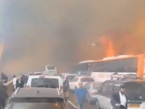 इजराइल में यरुशलम के बाहरी इलाकों में आग लगी:लोग सड़कों पर वाहन छोड़कर भागे; सरकार ने सेना को तैनात किया, कई इलाके खाली कराए