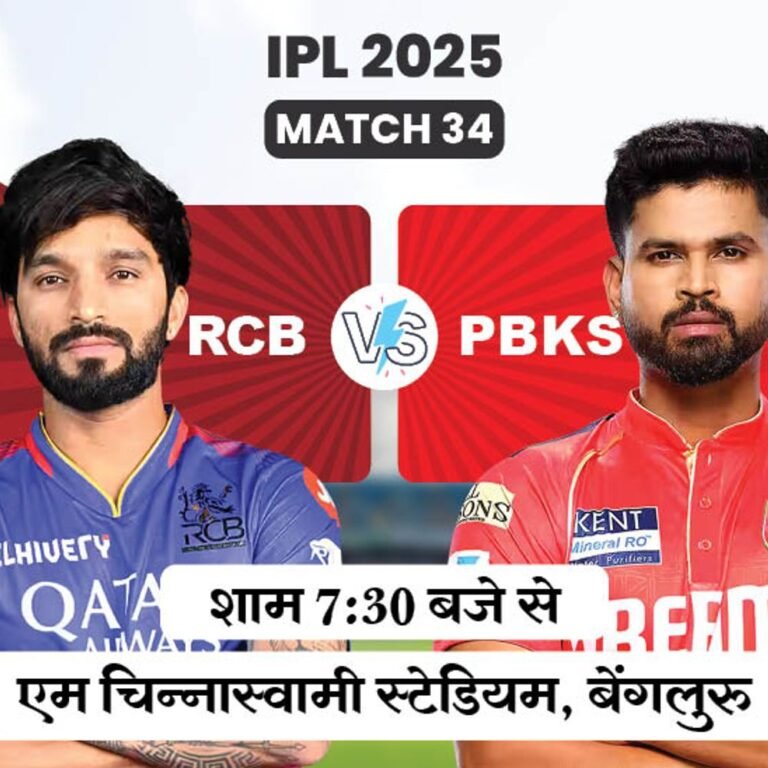 IPL में आज RCB बनाम PBKS, बारिश का खतरा:दोनों ने इस सीजन जीते 4-4 मैच, बैटिंग पिच पर कोहली-अय्यर की भिड़ंत