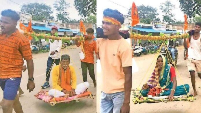 कलियुग के श्रवण कुमार... बूढ़े माता-पिता को खाट पर बैठाकर 20 km पैदल चले बेटे, भगवान कोटेश्वर का कराया जलाभिषेक