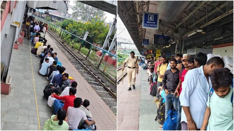 ट्रेन के जनरल से एसी कोच तक भारी भीड़, इंदौर स्टेशन पर यात्रियों को लाइन में लगाकर दी एंट्री