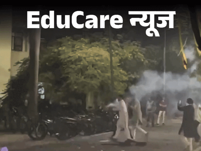 IIT गुवाहाटी में छिड़ी पटाखों की जंग:2 हॉस्टल्स के छात्रों ने एक दूसरे पर बरसाए रॉकेट-बम, पुलिस ने शांत कराया; वीडियो वायरल