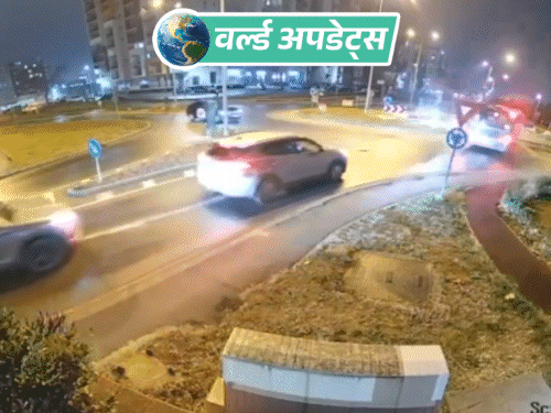 वर्ल्ड अपडेट्स:रोमानिया में मर्सिडीज हवा में उड़ती हुई दो गाड़ियों के ऊपर से निकली, ड्राइवर के कंट्रोल खोने से हादसा हुआ