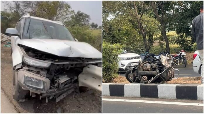 रतलाम-मंदसौर फोरलेन पर कार ने स्कूटी को पीछे से मारी टक्कर, भाई-बहन की मौत, एक महिला गंभीर