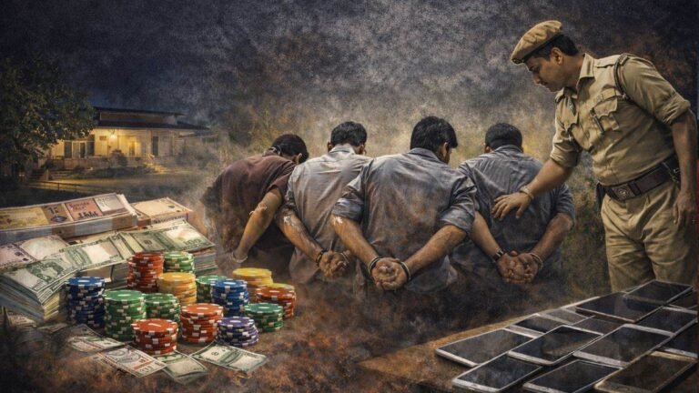 फार्म हाउस को बना रखा था जुए का बड़ा अड्डा, छापे में 18 जुआरी पकड़ाए, साढ़े 13 लाख रुपये व 30 मोबाइल जब्त