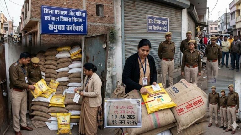 जबलपुर में डॉक्टर के घर से आंगनबाड़ी के पोषण आहार की 140 बोरियां जब्त, बाजार में बेचने की थी तैयारी