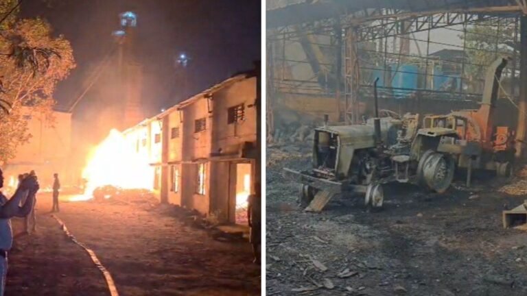 रायपुर फैक्ट्री में आग से हड़कंप, ट्रैक्टर-मशीनें जलीं; फायर ब्रिगेड ने घंटों मशक्कत कर दो कर्मचारियों को बचाया