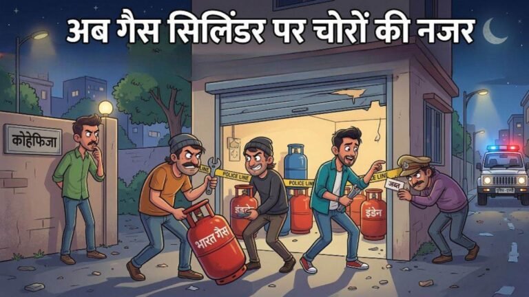 अब गैस सिलिंडर पर चोरों की नजर, भोपाल में घर की पार्किंग से एक साथ 4 सिलिंडर पार, CCTV में कैद हुई वारदात