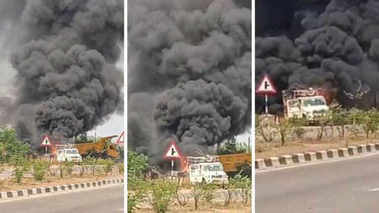 रायपुर में रोड मार्किंग मशीन में ब्लास्ट, आसमान में उठा धुएं का गुबार; मची अफरा-तफरी