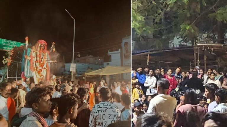 डिंडौरी में रात 11 बजे माहौल खराब, माता काली के विसर्जन जुलूस में अज्ञात बाइक सवारों ने फेंके अंडे, चौक पर हजारों लोग जुटे, पुलिस बल पहुंचा