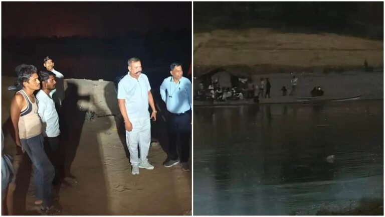 16 यात्रियों और 5 बाइक से लदी नाव नर्मदा नदी में पलटी, चार बहादुर युवकों ने सभी को बचाया
